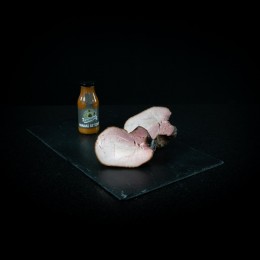 Wacholdernuss vom Strohschwein mit einer Flasche Ananas-Ketchup für 4 Personen - Ansicht 