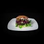Rinder Burger/Rinder-Patty v. fränk. Weidelandrind/Honig-Senf-Dip/Ziegenkäse/Rotkohlsalat/Körner Crunch
